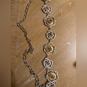 Women's Brutalist Mixed Metal Rhinestone HOBO Chain Belt Adjustable